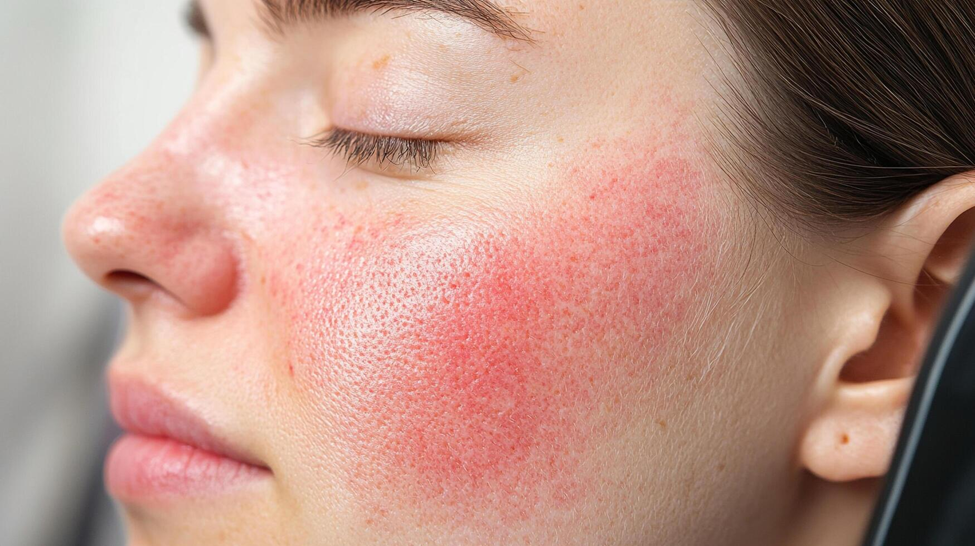 The Ordinary skincare guide for acne-prone skin with visible blemishes and red skin
